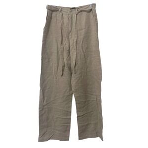 Banana Republic Linen Wide Leg Pants 10 Beige Coastal Grandmother Minimalist